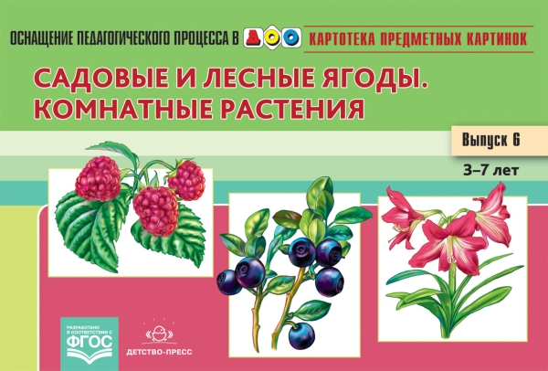 Картотека предметных картинок. В6. Садовые и лесные ягоды.Комнат.растения
