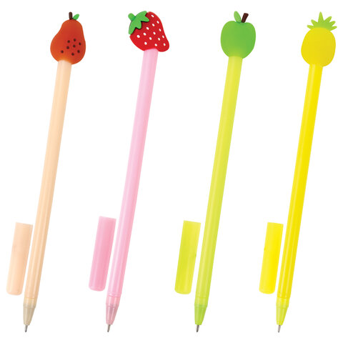 Ручка фигурная шариковая ЮНЛАНДИЯ "Фрукт", корпус ассорти,СИНЯЯ,пишущий узел 0,7