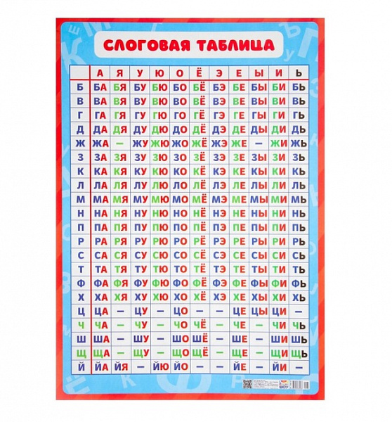 Пл.Слоговая таблица (картон.размер А-2)