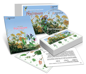 Комбинированное наглядное пособие:Растения (CD, 5 наборов по 16 карточек ф.А5, метод.пособие)