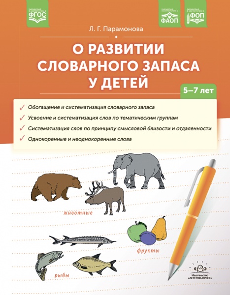 О развитии словарного запаса у детей.ФАОП. ФОП. ФГОС. Парамонова Л.Г.