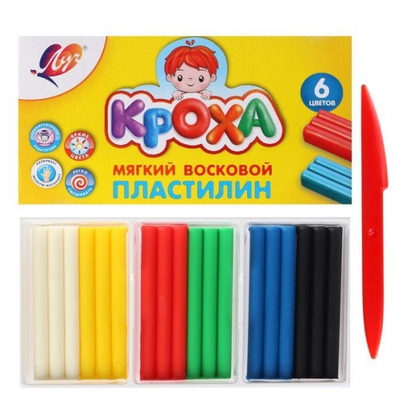 Пластилин 06цв. "Кроха"(луч) 90гр